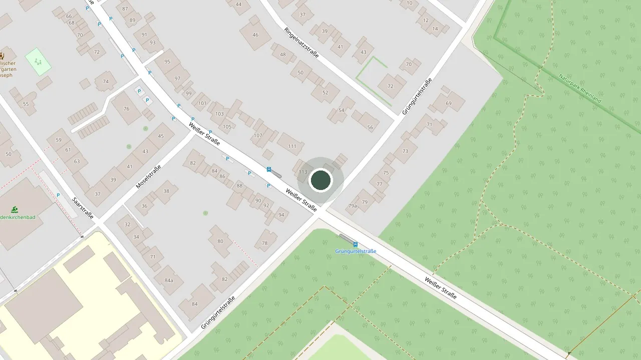 Karte: die Praxis an der Ecke Weißer Straße und Grüngürtelstraße